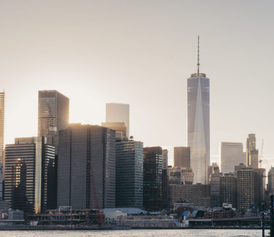 Golden hour skyline radiating warmth over the city.